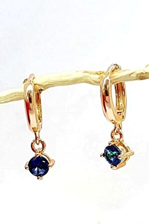 Blue mistik topaz taşlı gümüş rose küpe